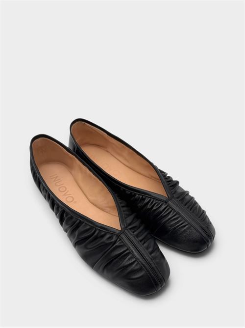 Ballerine tortora in nappa nero arricciato IL LACCIO | HE1945NAPPANERO